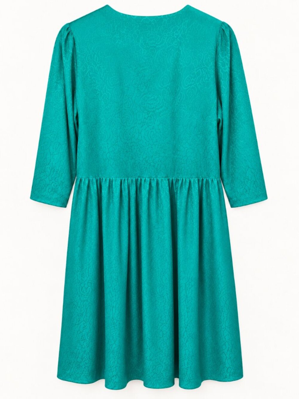 Vintage 80s Lane Bryant B2 2X Teal Jacquard Drop Waist Midi Dress - Picture 7 of 7